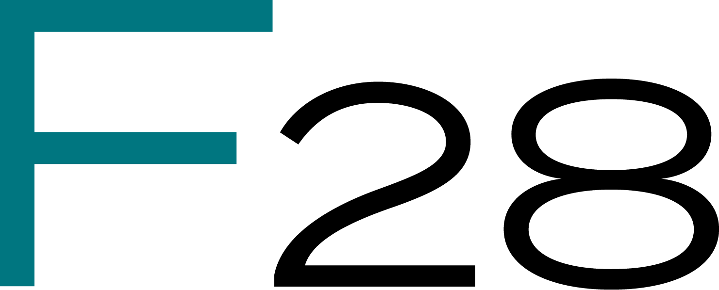 The number 28 is displayed in black on a green background.